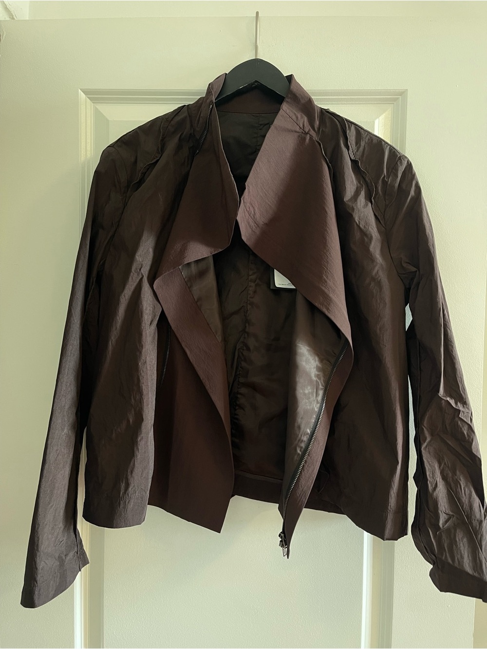Women’s Brown Open-Front Draped Blazer Jacket